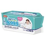 純水 99.9% トイレに流せる おしりふき 60枚×3個 (180枚) コラーゲン モモ葉エキス W保湿成分配合 日本製
