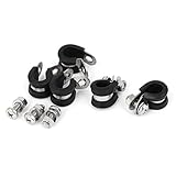uxcell　ホースバンド Pクリップ EPDMゴム付き　304ステンレス鋼 　12mm　5個入り