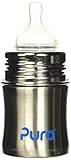 Pura Kiki Stainless Infant Bottle Stainless Steel with Natural Vent Nipple 5 Ounce Natural 0-3 Month