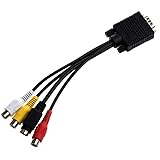 変換ケーブル VGAケーブル VGA オス から S端子 + 3RCA メス（ストレート）単方向 信号無変換