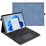 Microsoft Surface Pro 12 インチ用の ケース スエード調 手帳型 キーボードを収納可能 多角度スタンド機能 マイクロソフト サーフェス プロ12 専用保護カバー スリム 軽量 ペン収納可能 耐衝撃 全面保護 お洒落,ブルー