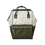 スクエアリュック ホワイト/カーキ 全11色 内容量20L 560g リュックサック マザーズバッグ 背面ファスナー オープンポケット [並行輸入品]