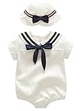 ARABOYO　ベビー　セーラー服　2点セット　ロンパース　短いパンツ　蝶結び　半袖　帽子　フォーマル　海軍スタイル　きれい　流行る　幼児　女の子　がルーズ　キッズ　こども　制服　ギフト　出産お祝い　
