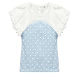 (ウォ２U)Woo2u ガールズ 女の子 子供 可愛い ドット柄 半袖 春夏 ブルー カジュアル Tシャツ スポーツ 通園 入園式 チュニック トップス ブラウス 上着 110