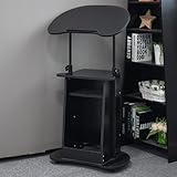 昇降式演台 演説台 木製 講演台 スタンディングデスク 教壇 教卓 司会者台 スピーチ台 プレゼンテーションデスク プレゼン台 マイク台 説教台 スタンディングテーブル スピーチ オフィス スタンディング キャスター付き ブラック