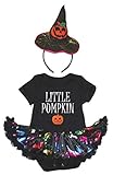 [キッズコーナー] ハロウィン Little Pumpkin パンプキン 子供コスチューム、子供のチュチュ、ベビー服、女の子のワンピースドレス (ブラック, X-Large) [並行輸入品]