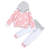 杜屋トヤ　クリスマス　新生児服　上下セット　長袖フード付きＴシャツ＋パンツ　セット　ルームウェア　鹿　無地　かわいい　洋式　秋　冬　カジュアル　ナチュラル　遊び　お出かけ　プレゼント　女の子　赤ちゃん
