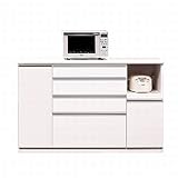 【開梱設置付き】日本製 幅140cm キッチンカウンター 完成品 (ホワイト)