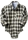 GAP（ギャップ）baby　GAP  ロンパース　長袖シャツ チェック柄（青色・茶色）【月齢：１歳－2歳】（並行輸入品） (12-18M（１歳-１歳半）, 茶色)