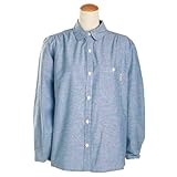 ユニワールド 農家さんブラウスNSR-515 シャンブレー(ブルー)