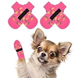 BINGPET 犬 靴下 ペット用靴下 滑り止め 4個セット 肉球保護 犬用靴下 防滑ソックス 柔らかい 脱げない かわいい 転倒防止 室内履き 通気性 老犬 介護サポート 足舐め防止 かわいい おしゃれ 小型犬 中型犬 大型犬 犬靴下 (パイナップル,XS)