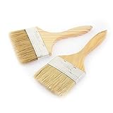 uxcell　ペイントブラシ　金属　剛毛　ウッド　シルバートーン　ウッドカラー　2個入り