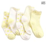 Nice Days（ナイス　ディズ） 【5足セット】春夏 可愛い 子供 靴下 カラフル ソックス 男の子 女の子 クルー丈 通気性 (黄, 11-13㎝)