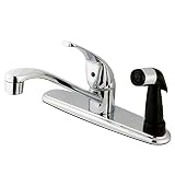 Kingston Brass KB5730 Chatham Single Lever Handle Kitchen Faucet with Deck Sprayer, 8-Inch, Polished