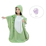 フード付き タオル キッズ バスタオル 動物柄 ポンチョ タオル ベビー (グリーン)