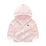 LittleSpring キッズ 男の子 女の子 uvカット パーカー 日焼け止め ラッシュパーカー シースルー ボーダー フード付き ジャケット ウインドブレーカー コート ラッシュガード 子供服 ジュニア ピンク 100