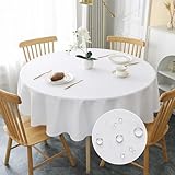 AooHome テーブルクロス 丸 撥水 汚れ防止 円型 おしゃれ シンプル テーブルカバー リネン類 耐熱 速乾 丸洗い お手入れ簡単 業務用・家庭用 ホワイト 直径180cm
