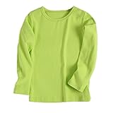 幼児の子供の赤ん坊の 純色の服 ラウンドネック長袖シャツ OVERMAL キャンディーカラーの家の服 (6T, 緑の)