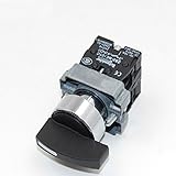 Hommy セレクタースイッチ 22mm　2ラッチング NO3ポジションロータリーセレクターセレクト・スイッチ　ZB2-BE101C　黒