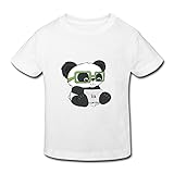 星 ２～６歳子供 男女兼用 半袖 ティー Tシャツ パンダ 可愛い 動物 メガネ White 3 Toddler