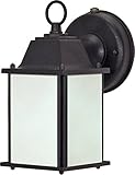 Nuvo Lighting 60/2529 One Light Cube Lantern with Frosted Glass and Photocell, Textured Black [並行輸入品