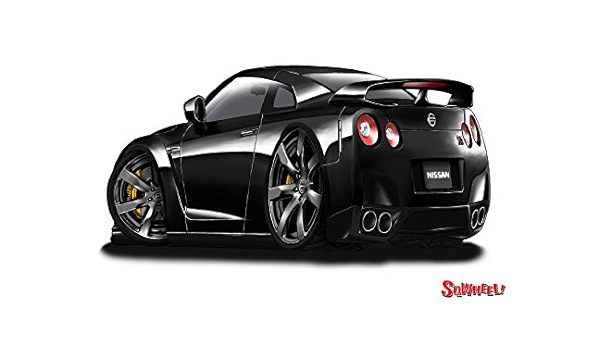 Amazon Co Jp イラスト 日産gt R 黒 後ろ ポスター S0046b ホビー 通販