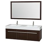 WyndhamコレクションAXA 60 "ダブル浴室洗面化粧台で、エスプレッソ、アクリル樹脂カウンタートップ統合洗面台& 58 "ミラー