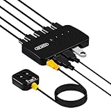 USBスイッチ 4イン4出力 USBスイッチャーセレクター 4ポート 4台のコンピューターシェア 4つのデバイス キーボードマウスプリンタースキャナー デスクトップコントローラーとケーブル付き