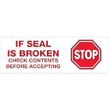 Tape Logic T901P01 Pre-Printed Carton Sealing Tape, Legend Stop If Seal Is Broken... with Graphic, 5