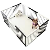 Essgudo ペットフェンス 犬 ゲージ 小型犬 サークル 室内 ペットサークル 室内用ドッグゲート 自由に組み立て可能な柵 中小型犬用脱走防止フェンス 組み立て簡単 ブラック 93*138*68