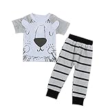 Ochine 新生児　幼児　キッズ　短袖　Tシャツ+ロングパンツ　2点セット　男女兼用　綿　かわいいプリント　ウエスト ゴム 仕様 セットアップ 子供服　カバーオール　出産祝い　70 80 90 10