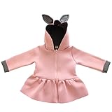 Candykids ガールズコート キッズコート 温かいコート おでかけコート 可愛すぎ 女の子 ピンク コート 可愛いうさぎの帽子付き　可愛すぎジャケット (95cm, ピンク)