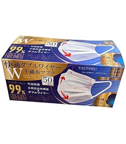 Amazon.co.jp: Wワイヤー不織布マスク50枚入り アクアバンク七つ星