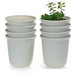 T4U 12CM プラスチックミ二植木鉢 ラウンド 多肉植物 サボテン鉢 フラワーポット プランター容器 マーブルホワイト 8個入り