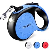COLEDO 犬 リード 伸縮 ライト付き 5m 小型犬 中型犬 大型犬 充電式 【リード最長 : 5メートル 耐荷重 : 30kg】 (ブルー)