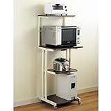 キッチンワゴン レンジボード 2口コンセント グルートレンジワゴンハイタイプ ブラウン