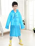 AIRCEE レインコート キッズ 子供用 雨具 超軽量 半透明 薄い型 レインウェア レイングッズ 子供 男女兼用 小学生 通学 通園 (ブルー)