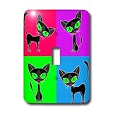 3dRose LLC lsp_6304_1 Black Cat Four Attitudes Design, Single Toggle Switch