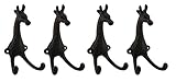 鋳鉄装飾壁フックのセット4素朴なブラウン鋳鉄Giraffe二重壁フックHangings 3.25 X 5.75 X 3インチブラウンモデル# ux4167