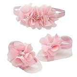 Petals Pink Baby Barefoot Sandal and Headband Set with Flower Accents by Cherished Moments