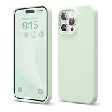 elago iPhone 15 Pro Max ケース 対応 iPhone 15 Pro Max ケース リキッドシリコンケース 全面保護カバー 耐衝撃 スリム電話ケース 傷防止 ソフトマイクロファイバー裏地 6.7インチ(ソフトミント)