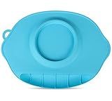 RayMoon　お食い始め　ランチマット　シリコン製　幼児用　持ち運び　吸盤付き　感温スプーン無料　ブルー