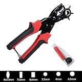穴あけパンチ ベルト 丸穴6サイズ 皮穴あけ 回転式 6段階式ダイヤル・2～4.5ｍｍ レザー・革細工・革ベルト用