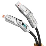 aceyoon USB Type C 充電ケーブル ライトニング 変換 最大60W マルチ ケーブル 急速充電 LEDディスプレイ 4in1 lightning USB C 1.5M 一本多役 PD対応 高速データ転送 ワットチェッカー 出力スクリーン 表示 for iPhone 16 14 / for Galaxy 多機種対応 Cable with LED Display
