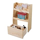 LOWYA （ロウヤ） 収納 おもちゃ収納 本棚 パイン材 無垢材 キャスター付ワゴン 絵本棚 角丸デザイン オープンラック 幅60cm