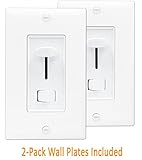 Enerlites 59302のLED調光スイッチ3ウェイ調光機能付きLED / CFL /白熱灯/ハロゲン、シングルポール – ホワイト 2 Pack ホワイト 59302-W-2PCS