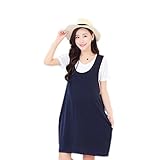 Lecpra (レクプラ) ボーダー 無地 ワンピース アンサンブル 授乳口付 マタニティ 授乳服 ネイビー ( L XL ) 半袖 (L, 藍02)