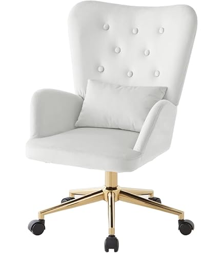 Amazon｜ASHEL ジェリー デスクチェア ベロア キャスター 白脚