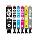 BCI-330XL BCI-331XL キヤノン用 互換 インクカートリッジ 6色パック BCI-330XLBK(顔料)+BCI-331XL(BK/C/M/Y/GY) 合計6本 増量 残量表示 純正と併用可能 TS8530 TS8630 TS8730 [INK-LINK]