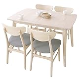 ダイニングセット 5点セット 簡単操作 伸縮天板 無垢材 4人掛 天板幅120～160 ホワイトウォッシュ/グレー